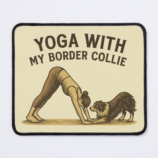 Item preview, Yoga dog Border Collie – Vintage Dog & Owner Design designed and sold by Meandmyshop.