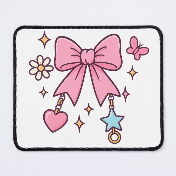 Item preview, Y2K Pink Bow with Heart & Star – Girly Aesthetic Illustration designed and sold by AmeliaKrysiak.