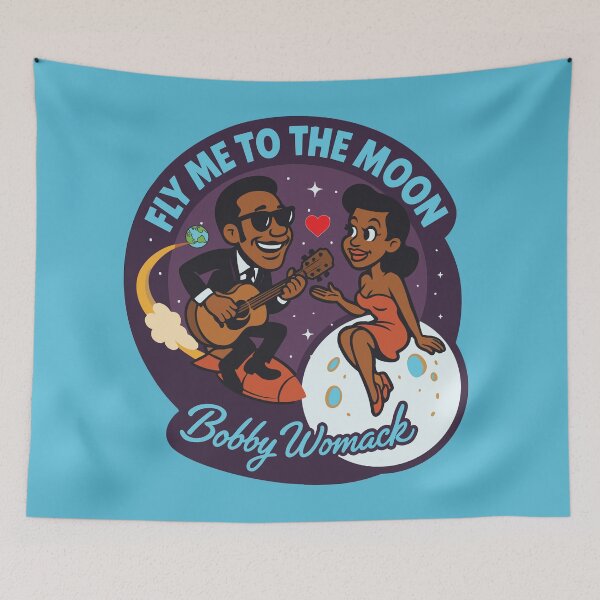 Item preview, Bobby Womack Fly Me to the Moon Retro Cartoon Art Design designed and sold by XenoFinalDawn Shop.