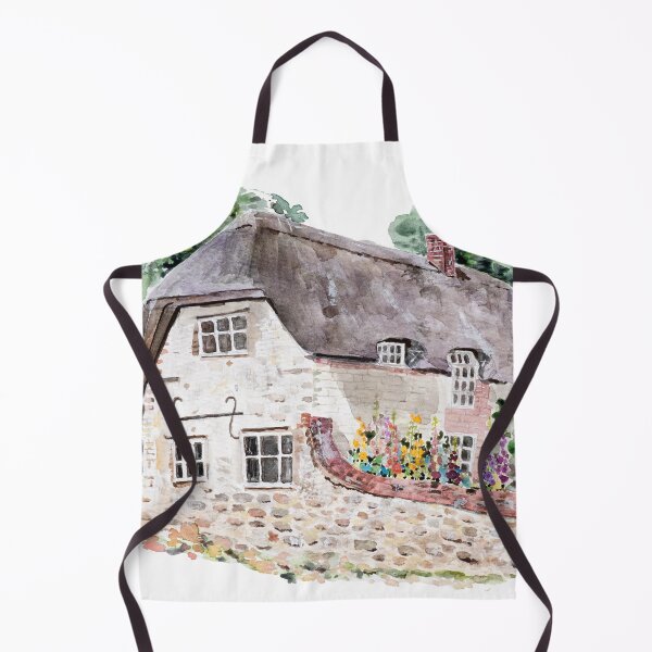 Item preview, Watercolour charming English Cottage with Black Roof – Countryside Art designed and sold by ColorandColor.