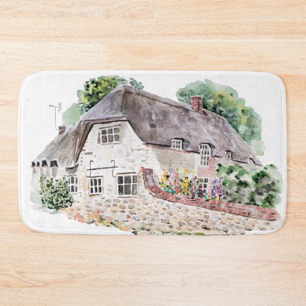 Item preview, Watercolour charming English Cottage with Black Roof – Countryside Art designed and sold by ColorandColor.