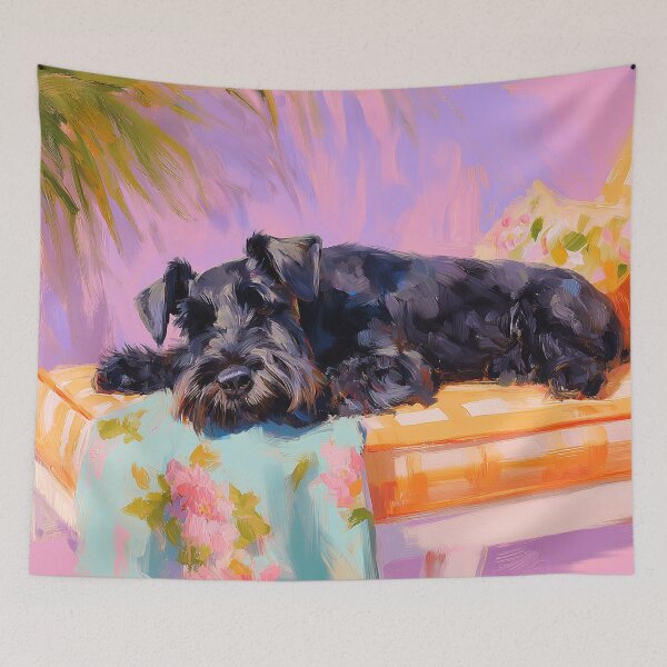 Item preview, Gorgeous Schnauzer Sleeping on a Sunlounger designed and sold by Gino By Design.