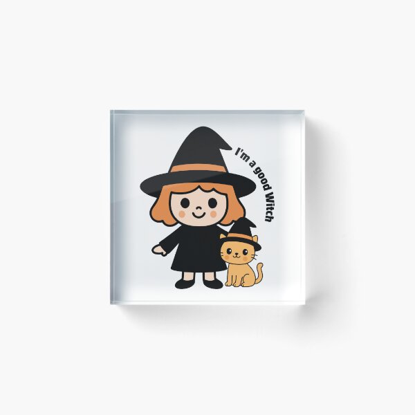 Item preview, Cute Witch Girl with Halloween Cat – Kawaii Cartoon Design designed and sold by deardansouza.
