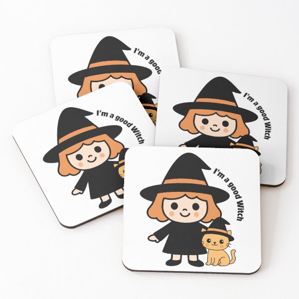 Item preview, Cute Witch Girl with Halloween Cat – Kawaii Cartoon Design designed and sold by deardansouza.