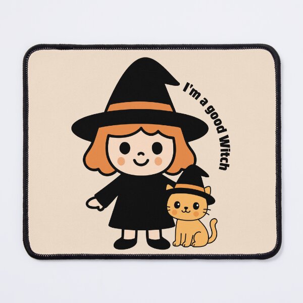 Item preview, Cute Witch Girl with Halloween Cat – Kawaii Cartoon Design designed and sold by deardansouza.