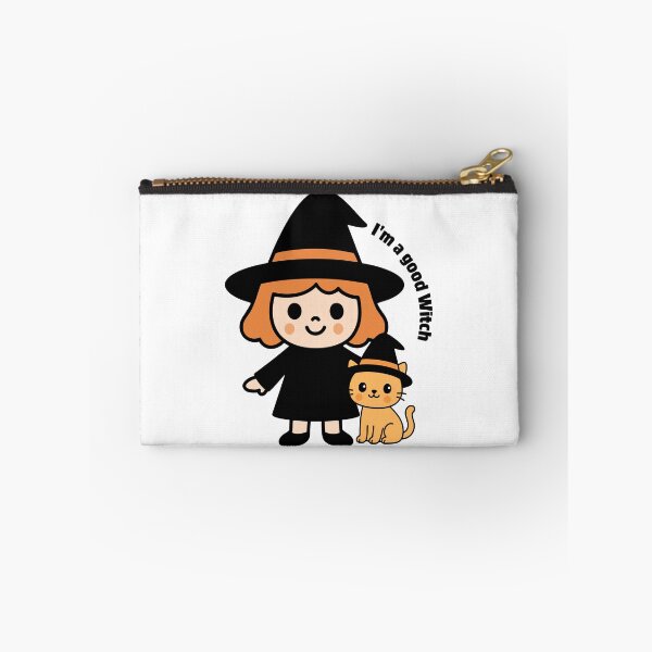 Item preview, Cute Witch Girl with Halloween Cat – Kawaii Cartoon Design designed and sold by deardansouza.