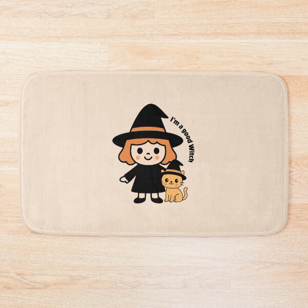 Item preview, Cute Witch Girl with Halloween Cat – Kawaii Cartoon Design designed and sold by deardansouza.
