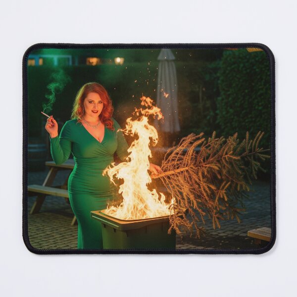 Item preview, Glamorous Woman Sets Conifer Tree on Fire in Pub Garden Chaos. designed and sold by Spark2Seduction.