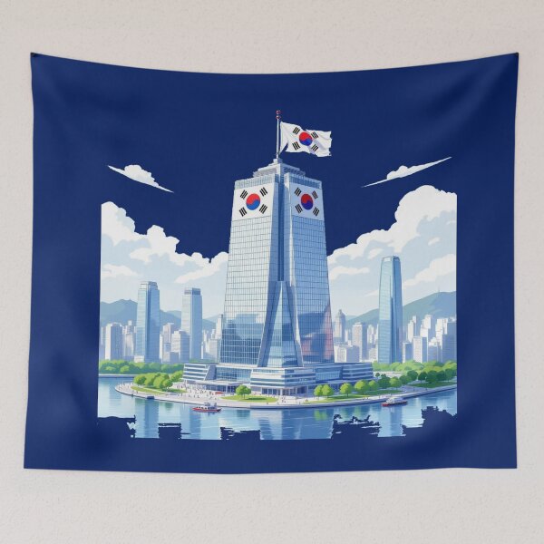 Item preview, 63 Building Seoul with Taegeukgi 3D Sketch, designed and sold by PaintMeWorld.