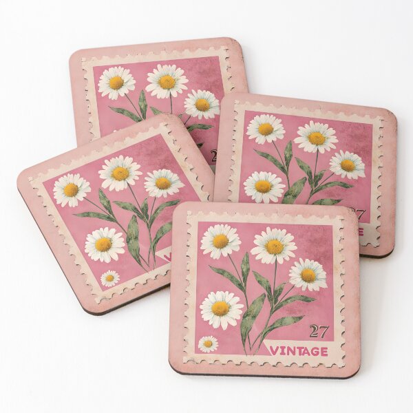 Item preview, Vintage daisy print pink with number 27 designed and sold by BunnyandBloom.
