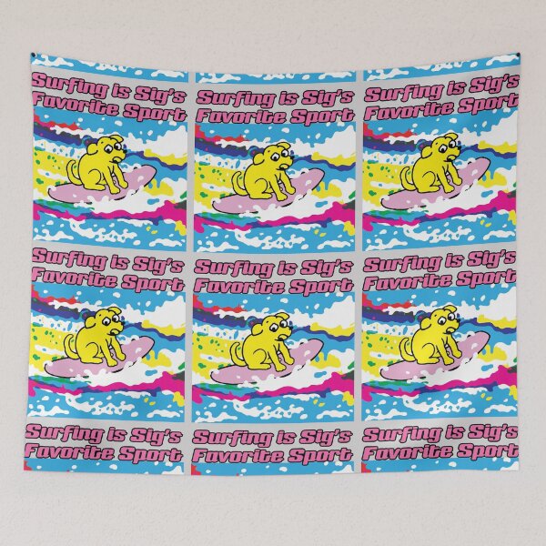 Item preview, Surfing is the Cartoon Dog Sig’s Favorite Sport designed and sold by cremedecolor.