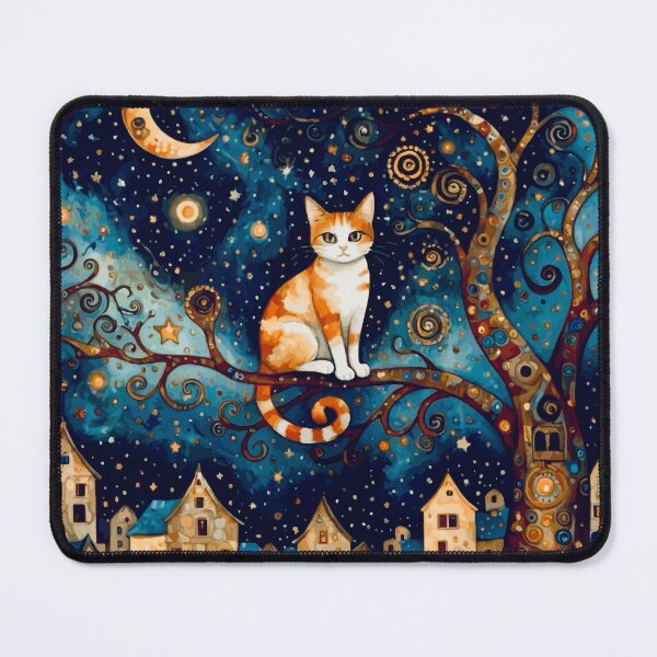 Item preview, Gustav Klimt Cat in Tree Above Whimsical Town designed and sold by Vicky Brago-Mitchell®.