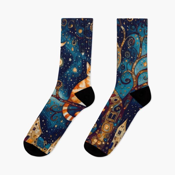 Item preview, Gustav Klimt Cat in Tree Above Whimsical Town designed and sold by Vicky Brago-Mitchell®.