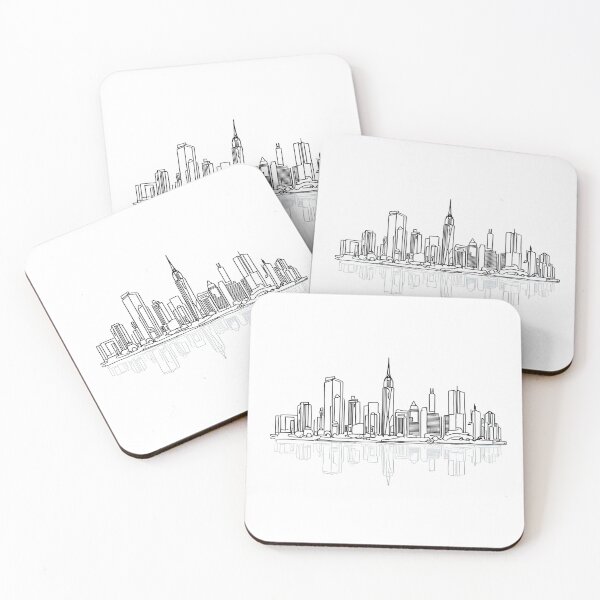 Item preview, New York City Skyline Reflection – Minimalist Black and White Line Art designed and sold by The Sandy Design Store.