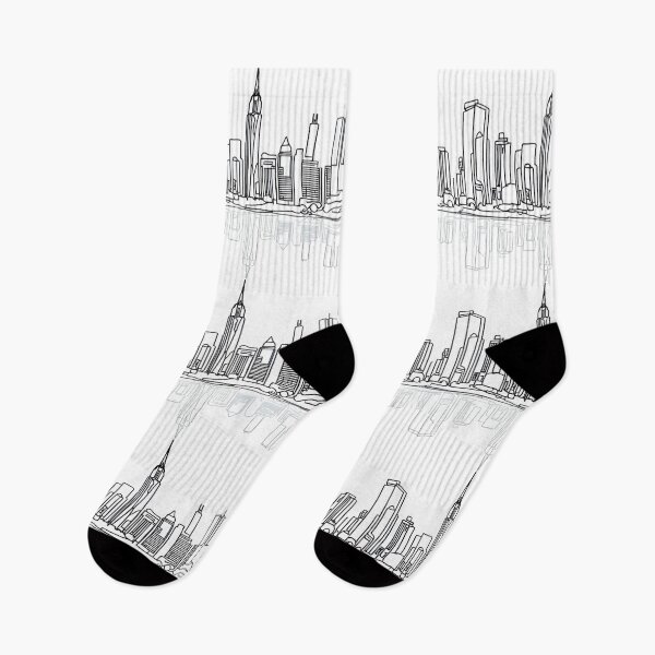 Item preview, New York City Skyline Reflection – Minimalist Black and White Line Art designed and sold by The Sandy Design Store.