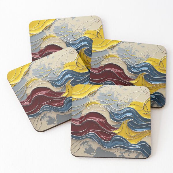 Item preview, Abstract Line Art in Yellow, Red, and Sky Blue Chrome designed and sold by Harmonic_Layers.
