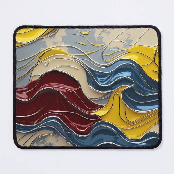 Item preview, Abstract Line Art in Yellow, Red, and Sky Blue Chrome designed and sold by Harmonic_Layers.