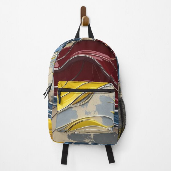 Item preview, Abstract Line Art in Yellow, Red, and Sky Blue Chrome designed and sold by Harmonic_Layers.