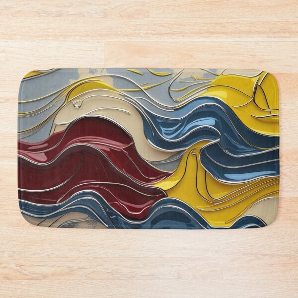 Item preview, Abstract Line Art in Yellow, Red, and Sky Blue Chrome designed and sold by Harmonic_Layers.