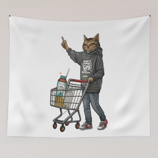 Item preview, Cat Middle FingerStreet Art Cat designed and sold by Uglyandcute.