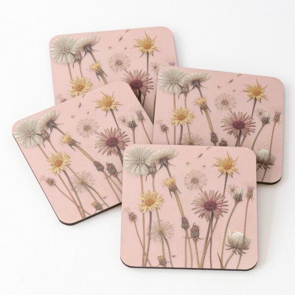 Item preview, Dried Daisy and Dandelion Pressing on Soft Pink designed and sold by Uniquely Yours.