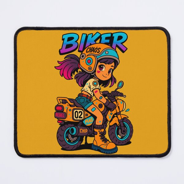 Item preview, Biker Girl Chaos – Cute Vector Cartoon Art designed and sold by Thaivi Design.