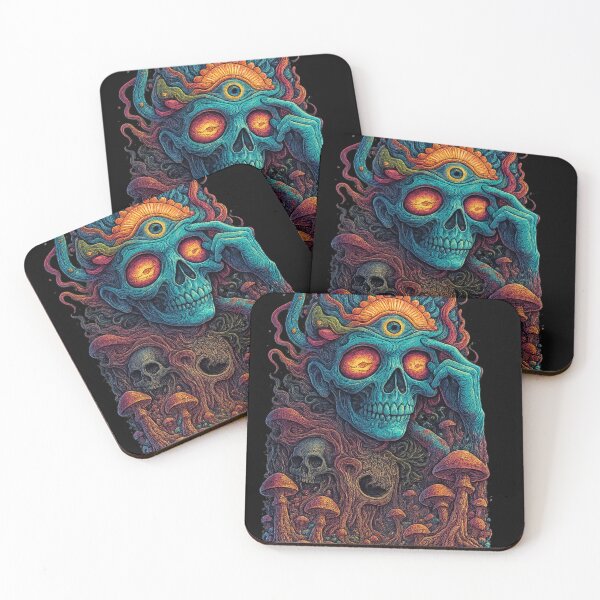 Item preview, Psychedelic Skull Third Eye – Trippy Mushroom Cosmic Design designed and sold by devnumber9.