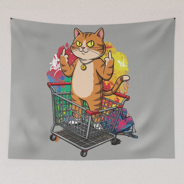 Item preview, Cat Middle FingerStreet Art Cat designed and sold by Uglyandcute.