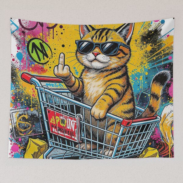 Item preview, Cat Middle FingerStreet Art Cat designed and sold by Uglyandcute.
