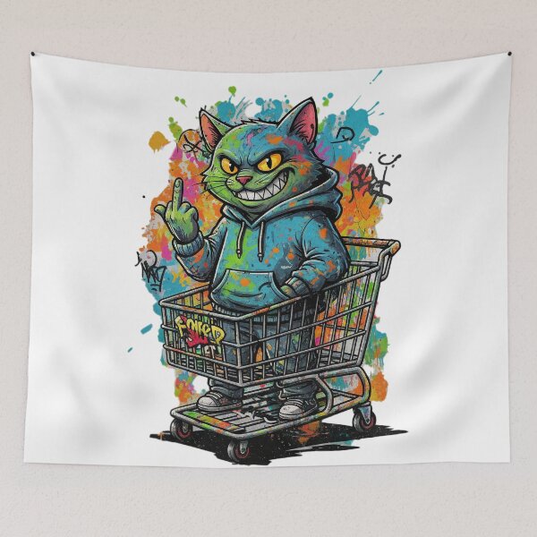Item preview, Cat Middle Finger Street Art Cat designed and sold by Uglyandcute.