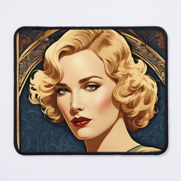 Item preview, Frances Farmer - Oblique Ink and Floral 24004 - Hollywood Legend Art Nouveau Illustration designed and sold by centuryretromedia.