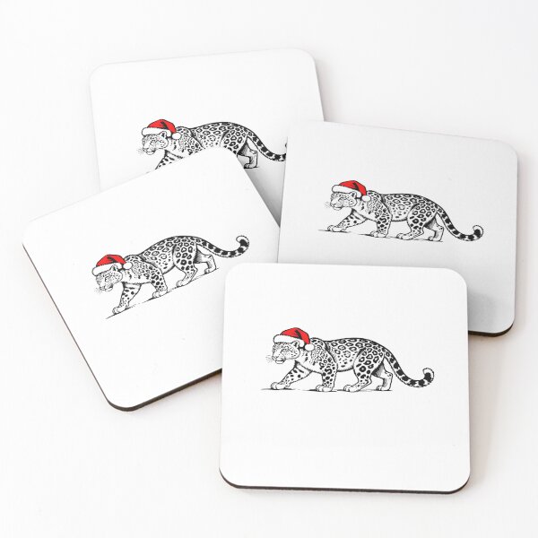 Item preview, Snow Leopard with Christmas Hat designed and sold by JollyCritters.