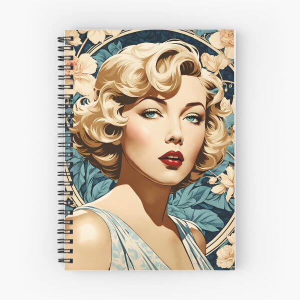 Item preview, Gloria Grahame - Oblique Ink and Floral 24004 - Hollywood Legend Art Nouveau Illustration designed and sold by centuryretromedia.