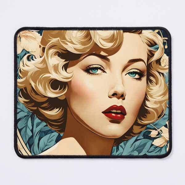 Item preview, Gloria Grahame - Oblique Ink and Floral 24004 - Hollywood Legend Art Nouveau Illustration designed and sold by centuryretromedia.