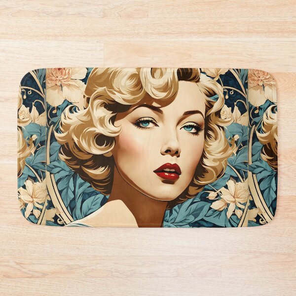 Item preview, Gloria Grahame - Oblique Ink and Floral 24004 - Hollywood Legend Art Nouveau Illustration designed and sold by centuryretromedia.