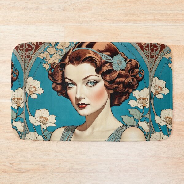 Item preview, Myrna Loy - Oblique Ink and Floral #24005 - Hollywood Legend Art Nouveau Illustration designed and sold by centuryretromedia.