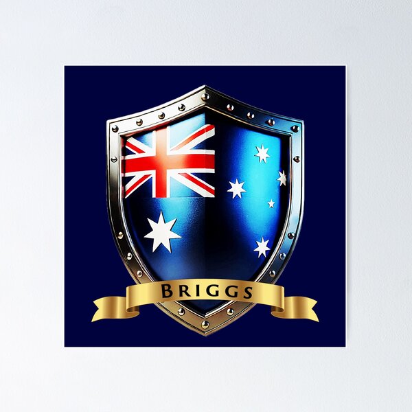 Item preview, Briggs Family Australia Shield. Bold Heritage Emblem designed and sold by Highlandkings.