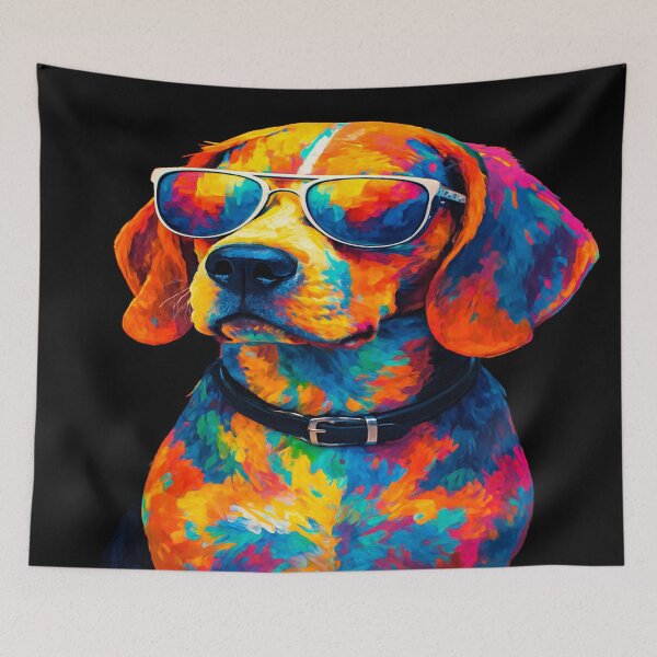 Aperçu de l'œuvre Portrait de Beagle Pop Art vibrant avec des touches de néon créée et vendue par Alexzonartshop.