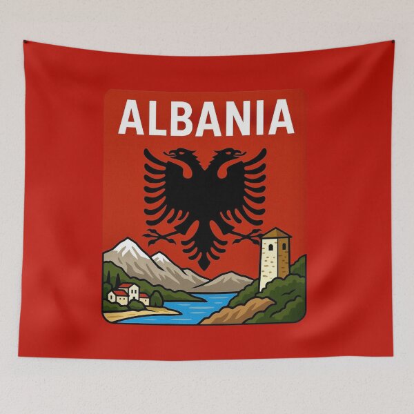 Artikelvorschau, Albanien - Flagge mit Kultur und Natur entworfen und verkauft von Myra365Art.