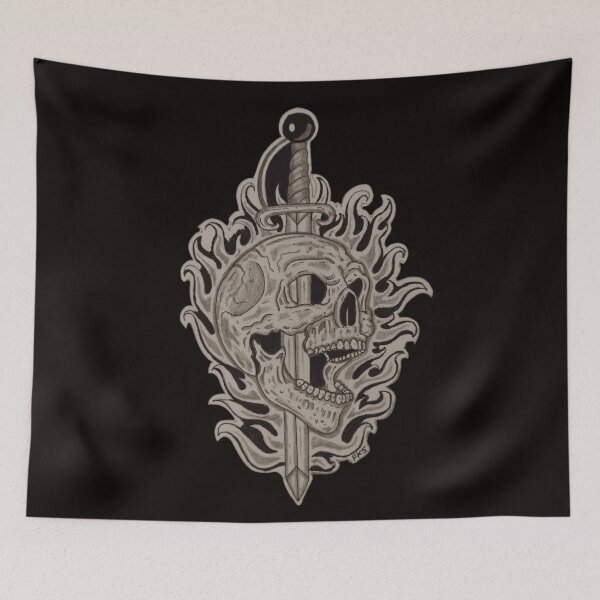 Item preview, skull with sword drawing designed and sold by pksart1.