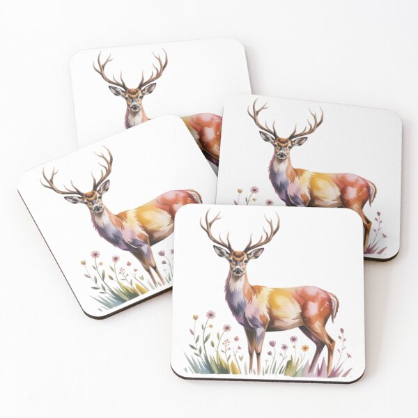 Item preview, Watercolor deer among wildflowers designed and sold by bsbd-action.