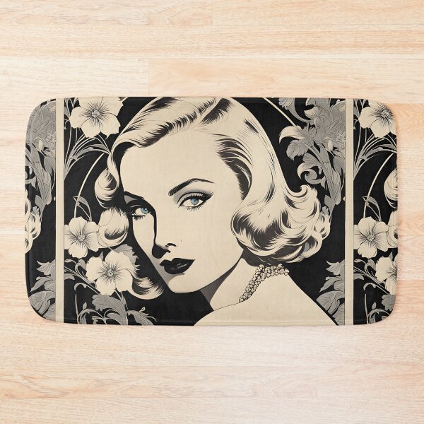 Item preview, Carole Lombard - Oblique Ink and Floral #24007 - Hollywood Legends Art Nouveau Illustration designed and sold by centuryretromedia.