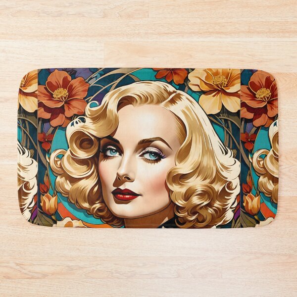 Item preview, Carole Lombard - Oblique Ink and Floral #24003 - Hollywood Legend - Artwork - Art Nouveau Illustration designed and sold by centuryretromedia.