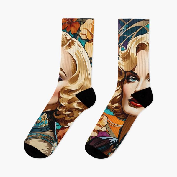 Item preview, Carole Lombard - Oblique Ink and Floral #24003 - Hollywood Legend - Artwork - Art Nouveau Illustration designed and sold by centuryretromedia.