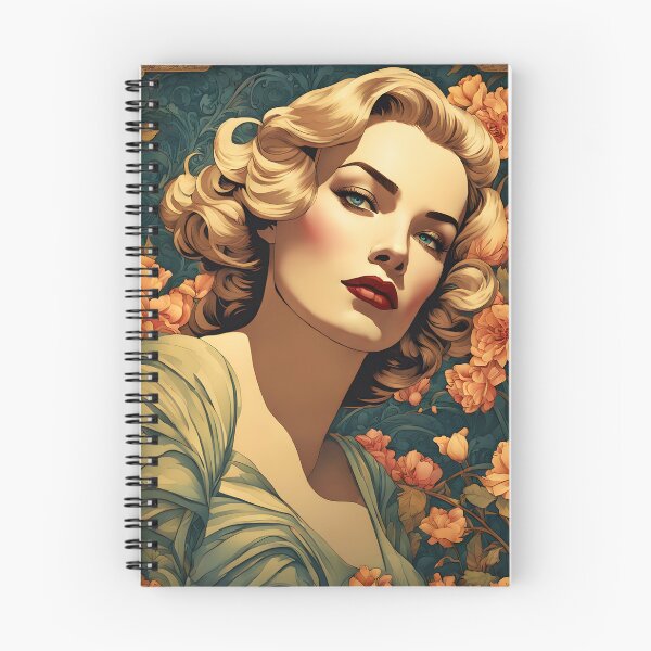 Item preview, Frances Farmer - Oblique Ink and Floral 24003 - Hollywood Legends Art Nouveau Illustration designed and sold by centuryretromedia.