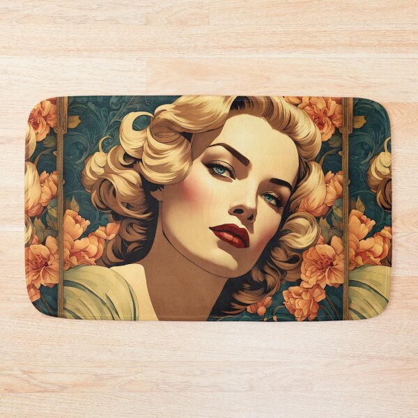 Item preview, Frances Farmer - Oblique Ink and Floral 24003 - Hollywood Legends Art Nouveau Illustration designed and sold by centuryretromedia.