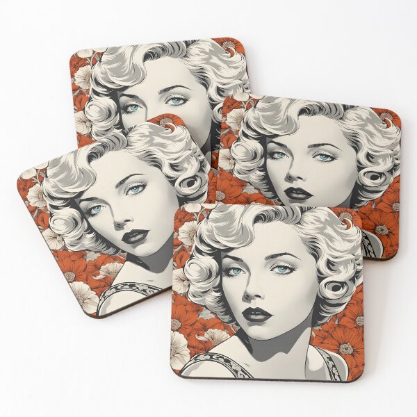Item preview, Gloria Grahame - Oblique Ink and Floral 24002 - Hollywood Legend Art Nouveau Illustration designed and sold by centuryretromedia.