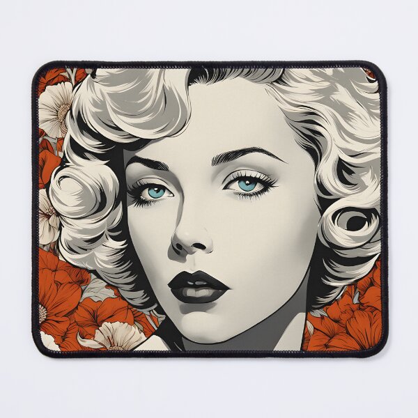 Item preview, Gloria Grahame - Oblique Ink and Floral 24002 - Hollywood Legend Art Nouveau Illustration designed and sold by centuryretromedia.