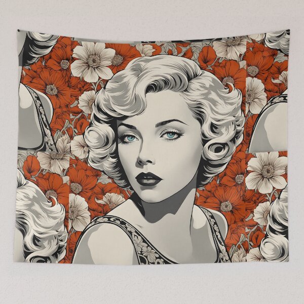 Item preview, Gloria Grahame - Oblique Ink and Floral 24002 - Hollywood Legend Art Nouveau Illustration designed and sold by centuryretromedia.