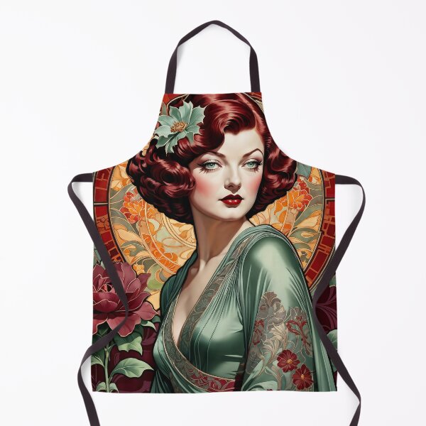 Item preview, Myrna Loy - Oblique Ink and Floral #24015 - Hollywood Legends Art Nouveau Illustration designed and sold by centuryretromedia.
